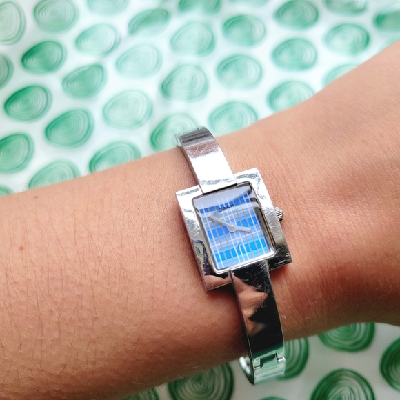 Fossil F2 Blue Plaid Silver Dainty Watch - Picture 1 of 7